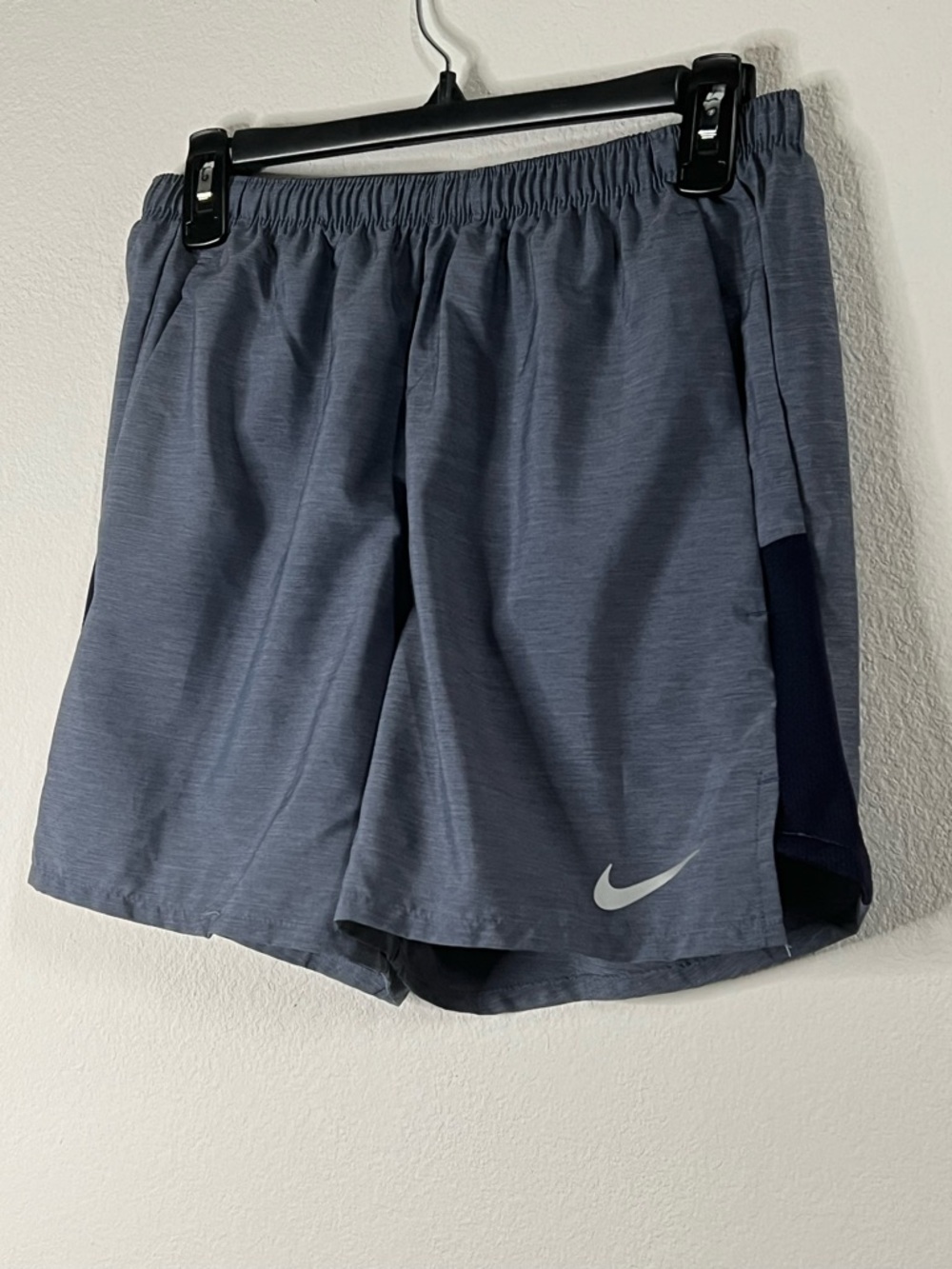 Nike Youth Blue-Gray Athletic Shorts with Reflective Swoosh